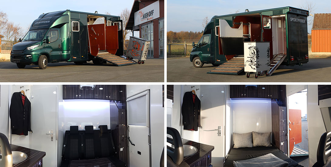 Iveco Daily Horse transporter for 3 horses with living area and saddle chamber